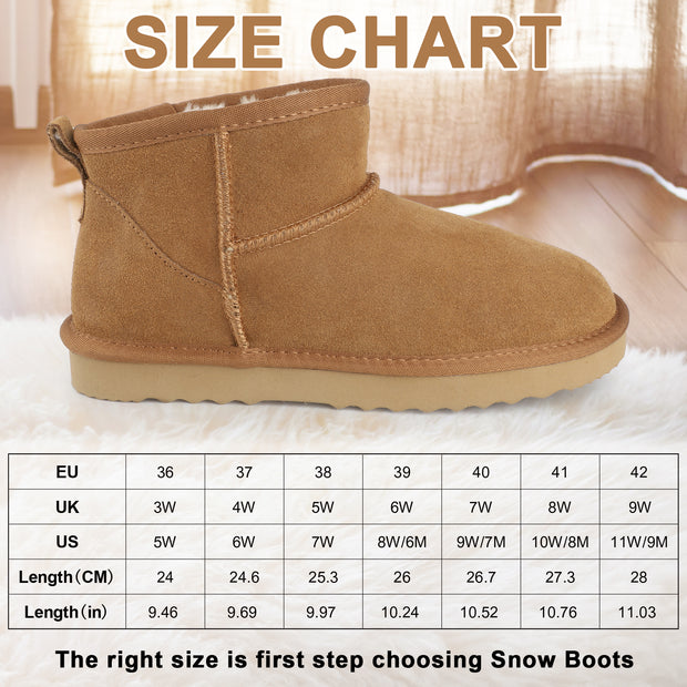 riemot Chelsea Ankle Boots for Women Genuine Suede Faux Fur Lining Winter Low Heel Mini Snow Boot Outdoor Non-Slip Thermal Shoes Cozy Slip On Elastic Booties Chestnut