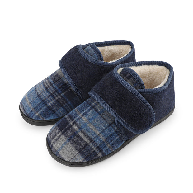 riemot Mens Slippers Diabetic Swollen Feet Edema Arthritis House Warm Winter Slippers,Adjustable Wide Non-slip Comfortable Soft Indoor Outdoor Memory Foam Insoles Low Top Fluff Boots Shoes