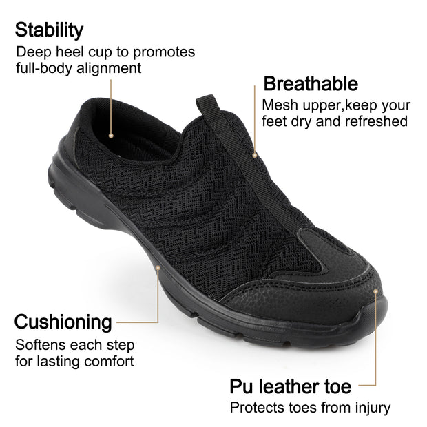 Slip-On Mules | Lightweight Breathable Walking Shoes | Open Back Sneakers &amp; House Slippers | Comfortable Closed-Toe Clogs | Indoor/Outdoor Casual Shose