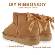 riemot Chelsea Ankle Boots for Women Genuine Suede Faux Fur Lining Winter Low Heel Mini Snow Boot Outdoor Non-Slip Thermal Shoes Cozy Slip On Elastic Booties Chestnut