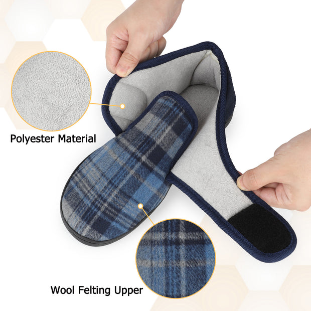riemot Mens Slippers Diabetic Swollen Feet Edema Arthritis House Warm Slippers,Adjustable Wide Non-slip Comfortable Soft Indoor Outdoor Memory Foam Insoles Low Top Boots Shoes