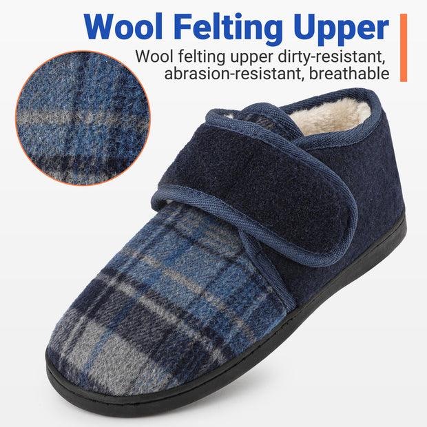 riemot Mens Slippers Diabetic Swollen Feet Edema Arthritis House Warm Winter Slippers,Adjustable Wide Non-slip Comfortable Soft Indoor Outdoor Memory Foam Insoles Low Top Fluff Boots Shoes