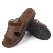 Mens Leather Slide Sandals Comfortable Lightweight Summer Casual Beach Slides for Men Indoor & Outdoor slip on sandals