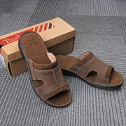 Mens Leather Slide Sandals Comfortable Lightweight Summer Casual Beach Slides for Men Indoor & Outdoor slip on sandals