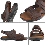 riemot Men's Sandals Leather Casual Open Toe Beach Sandal Summer Outdoor Walking Hiking Fisherman Sandals with Adjustable Strap