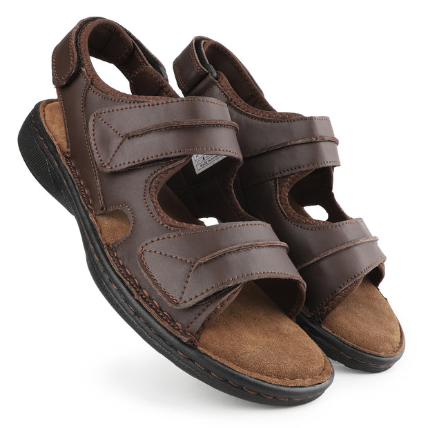 riemot Men's Sandals Leather Casual Open Toe Beach Sandal Summer Outdoor Walking Hiking Fisherman Sandals with Adjustable Strap