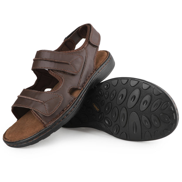 riemot Men's Sandals Leather Casual Open Toe Beach Sandal Summer Outdoor Walking Hiking Fisherman Sandals with Adjustable Strap