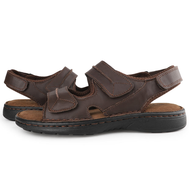 riemot Men's Sandals Leather Casual Open Toe Beach Sandal Summer Outdoor Walking Hiking Fisherman Sandals with Adjustable Strap