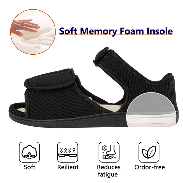 Men Diabetic Sandals Extra Wide Width Open Toe Summer Sandals Edema Footwear Adjustable Arthritis Edema Slippers
