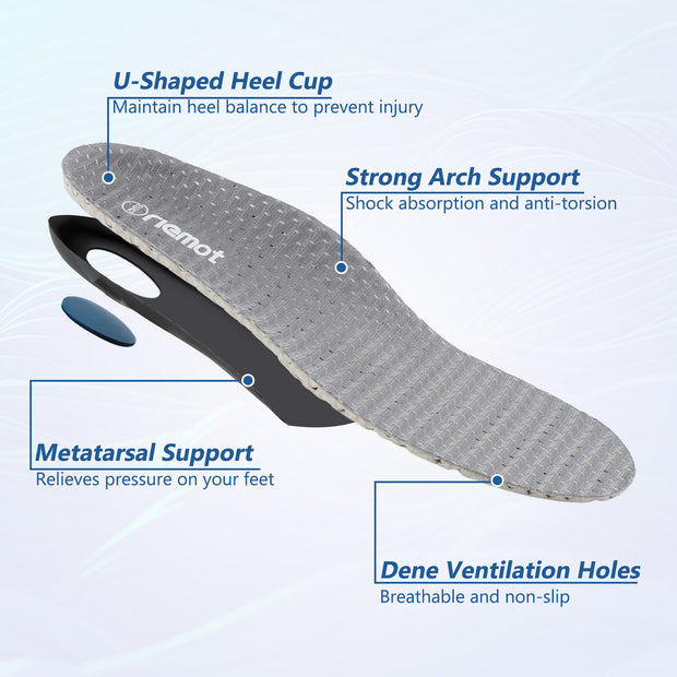 riemot Heavy Duty Orthotics Inserts for Women 220+ lbs Plantar Fasciitis Relief Insoles Breathable High Arch Support Flat Feet Inserts Work Boot Insoles for Standing All Day