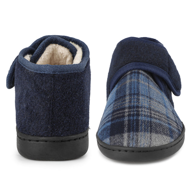 riemot Mens Slippers Diabetic Swollen Feet Edema Arthritis House Warm Winter Slippers,Adjustable Wide Non-slip Comfortable Soft Indoor Outdoor Memory Foam Insoles Low Top Fluff Boots Shoes