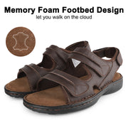riemot Men's Sandals Leather Casual Open Toe Beach Sandal Summer Outdoor Walking Hiking Fisherman Sandals with Adjustable Strap