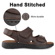 riemot Men's Sandals Leather Casual Open Toe Beach Sandal Summer Outdoor Walking Hiking Fisherman Sandals with Adjustable Strap