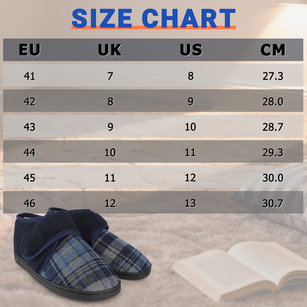 riemot Mens Slippers Diabetic Swollen Feet Edema Arthritis House Warm Winter Slippers,Adjustable Wide Non-slip Comfortable Soft Indoor Outdoor Memory Foam Insoles Low Top Fluff Boots Shoes