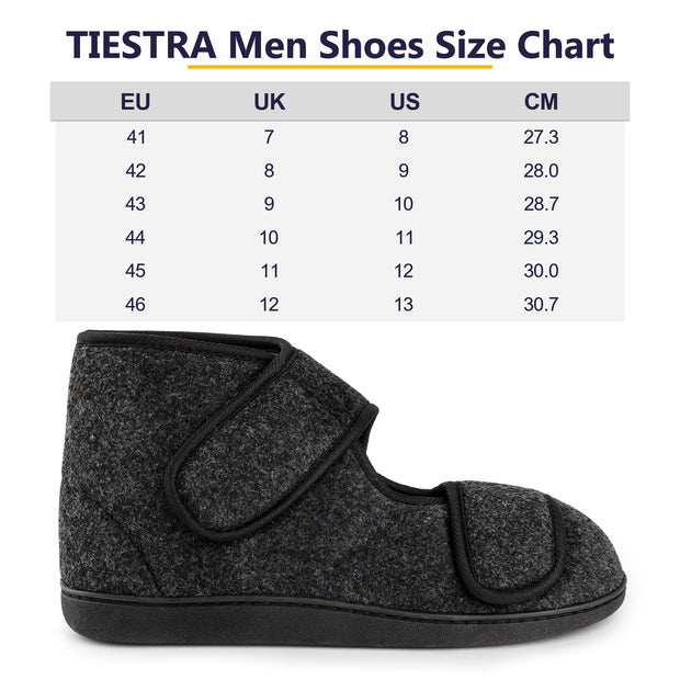 Men's Slippers Adjustable Velcro House Shoes for Diabetic Swollen Feet Edema Warm Winter Indoor Outdoor Boots Slippers