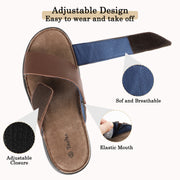 Mens Napa Leather Slides Sandals Soft Cushion Dress Sandals with Memory Foam Footbed Comfortable & Lightweight Summer Beach Indoor & Outdoor Slip On Casual Footwear