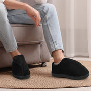LARGERED Mens Slippers Arthritis Puffy Edema Feet House Bedroom Shoes,Winter Padded Warm Indoor Outdoor Adjustable Wide Boot Slippers