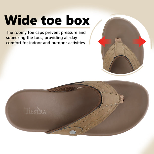 TIESTRA Men's Sport Flip Flops Beach Athletic Cushioned Summer Outdoor Comfort Thong Sandals