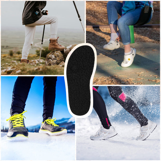 riemot 2 Pairs Memory Foam Wool Insoles for Crocs Clogs,Garden,Nurse,Chef,Wide Toe Box Shoes - Warm Replacement Thin Inserts for Women/Men