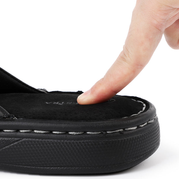 Mens Napa Leather Slides Sandals Soft Cushion Dress Sandals with Memory Foam Footbed Comfortable & Lightweight Summer Beach Indoor & Outdoor Slip On Casual Footwear