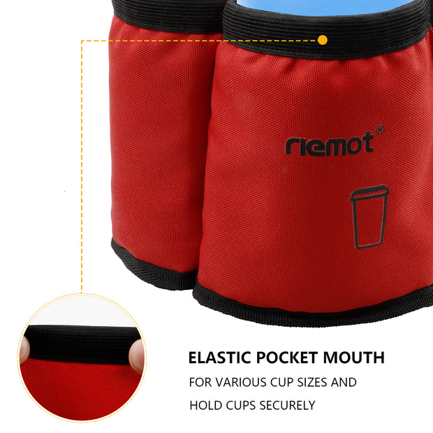riemot Luggage Travel Cup Holder Free Hand Drink Carrier - Hold Two Coffee Mugs No Spill - Fits Roll on Suitcase Handles
