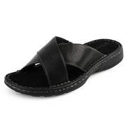 Mens Napa Leather Slides Sandals Soft Cushion Dress Sandals with Memory Foam Footbed Comfortable & Lightweight Summer Beach Indoor & Outdoor Slip On Casual Footwear