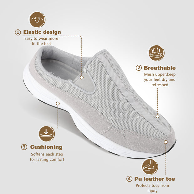 Men's Slip-On Mules | Indoor/Outdoor All Seasons Wide Slippers | Open Back Sneakers & House Shoes | Comfortable Closed-Toe Garden Clogs | Lightweight Breathable Walking Casual Loafers