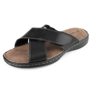 Mens Napa Leather Slides Sandals Soft Cushion Dress Sandals with Memory Foam Footbed Comfortable & Lightweight Summer Beach Indoor & Outdoor Slip On Casual Footwear