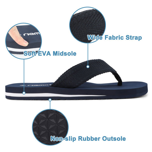 riemot Men's Flip Flops Arch Support Thong Sandals Cushioned Summer Slippers for Beach Swimming Pool Travel Comfortable Shower Shoes Size 8-14