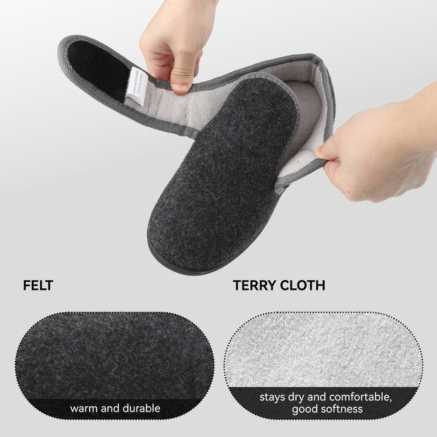 cMens Terry Cloth Slippers Breathable House Shoes Winter Warm  Memory Foam Diabetic Edema Swollen Comfortable Adjustable Slipper