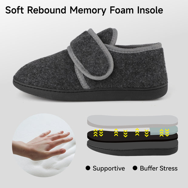 cMens Terry Cloth Slippers Breathable House Shoes Winter Warm  Memory Foam Diabetic Edema Swollen Comfortable Adjustable Slipper