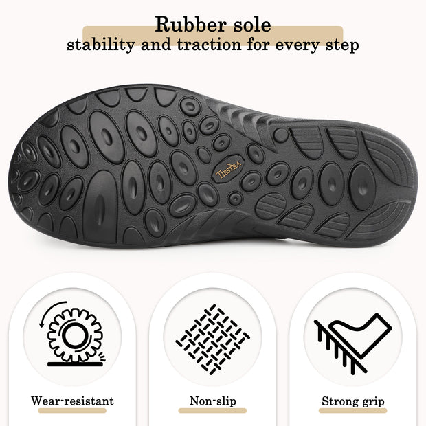 Mens Napa Leather Slides Sandals Soft Cushion Dress Sandals with Memory Foam Footbed Comfortable & Lightweight Summer Beach Indoor & Outdoor Slip On Casual Footwear