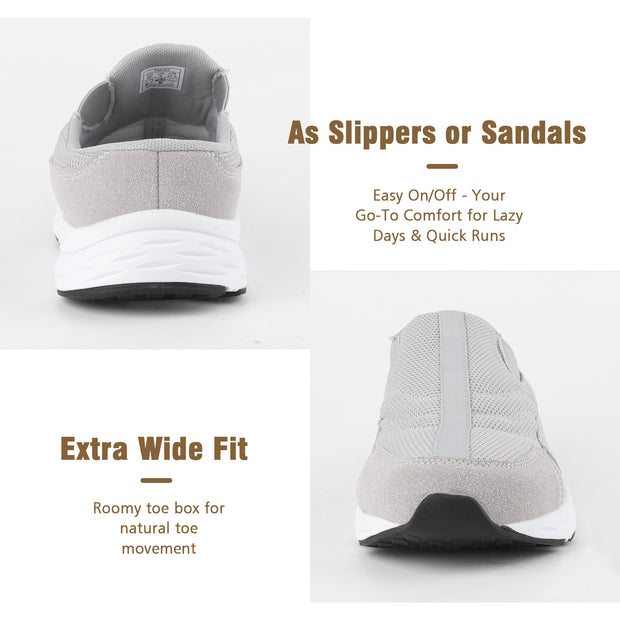 Men's Slip-On Mules | Indoor/Outdoor All Seasons Wide Slippers | Open Back Sneakers & House Shoes | Comfortable Closed-Toe Garden Clogs | Lightweight Breathable Walking Casual Loafers