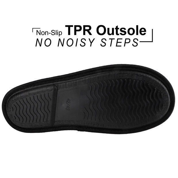 riemot Mens Memory Foam Slippers, Warm Fluffy House Shoes & Cushioned Home Shoe Without Fur, Comfortable Anti Slip Indoor Bedroom Travel Slipper