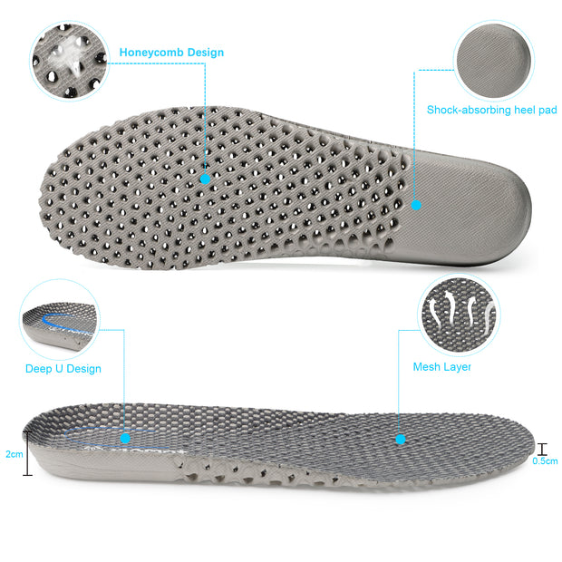 riemot Men's Shoe Insoles Breathable Honeycomb Sport Shoe Insoles Cushioning Shoe Inserts Replacement Innersoles for Water Shoes Sneakers Work Shoes