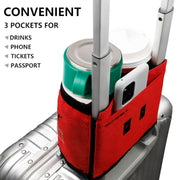 riemot Luggage Travel Cup Holder Free Hand Drink Carrier - Hold Two Coffee Mugs No Spill - Fits Roll on Suitcase Handles