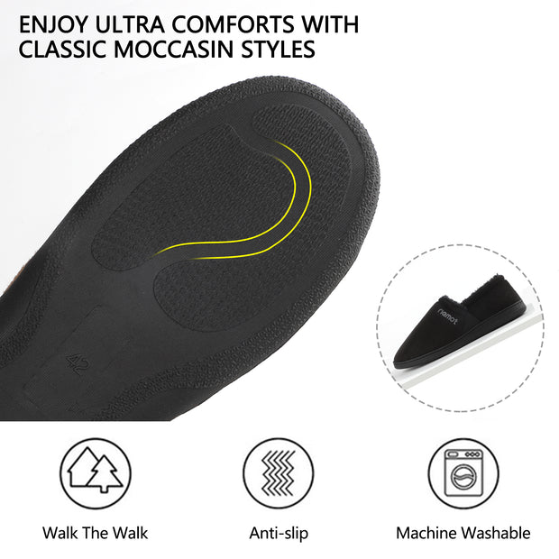 riemot Mens Womens Moccasin Slippers Winter Soft Memory Foam House Shoes Warm Slip on Microsuede Slippers Indoor Outdoor