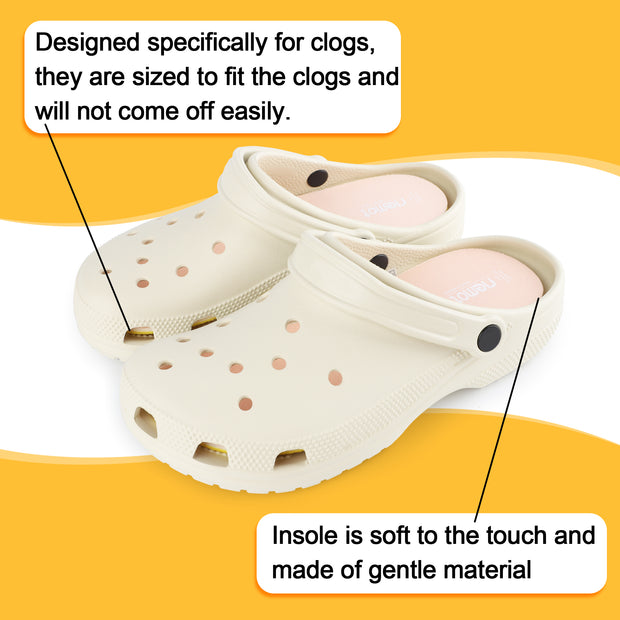 riemot 2 Pairs Memory Foam Insoles for Crocs Clogs Garden Shoes,Wide Thin Replacement Shoe Inserts for Nurse Shoes