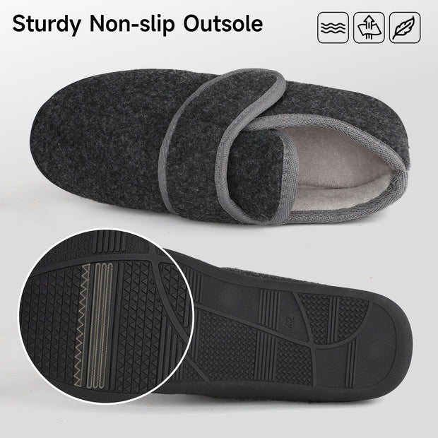 cMens Terry Cloth Slippers Breathable House Shoes Winter Warm  Memory Foam Diabetic Edema Swollen Comfortable Adjustable Slipper