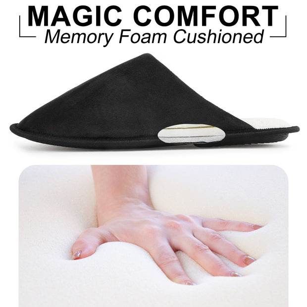 riemot Mens Memory Foam Slippers, Warm Fluffy House Shoes & Cushioned Home Shoe Without Fur, Comfortable Anti Slip Indoor Bedroom Travel Slipper