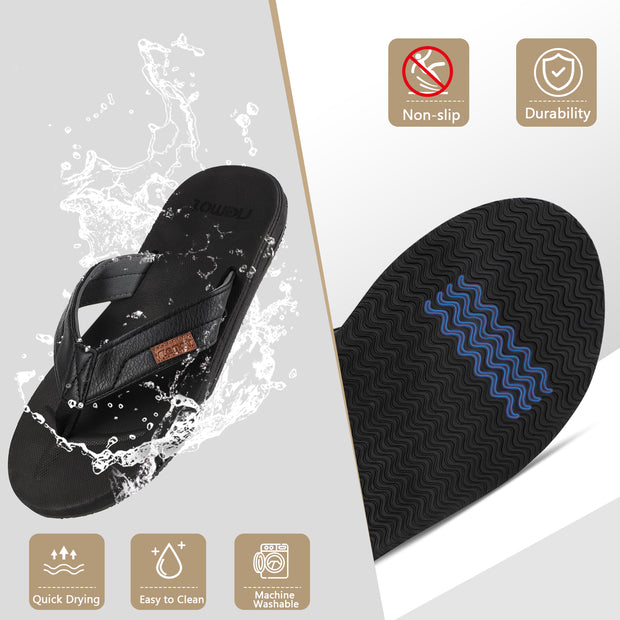riemot Men's Flip Flops Lightweight Soft Comfortable Quick-Dry Thong Sandals with Arch Support Indoor and Outdoor Non-Slip Slip on Slippers for Beach