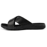 Mens Napa Leather Slides Sandals Soft Cushion Dress Sandals with Memory Foam Footbed Comfortable & Lightweight Summer Beach Indoor & Outdoor Slip On Casual Footwear