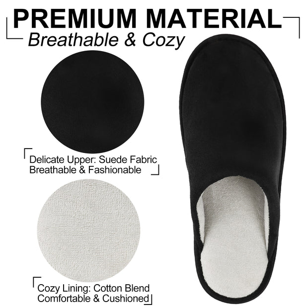 riemot Mens Memory Foam Slippers, Warm Fluffy House Shoes & Cushioned Home Shoe Without Fur, Comfortable Anti Slip Indoor Bedroom Travel Slipper