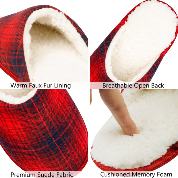 riemot Womens Mens Memory Foam Slippers, Warm Fluffy House Shoes & Cushioned Home Shoe Without Fur, Comfortable Anti Slip Indoor Bedroom Travel Slipper