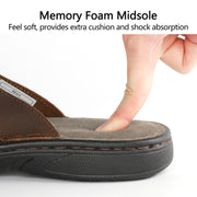 riemot Men's Leather Sandals Outdoor Walking Cushioning Arch Support Sandals Casual Lightweight Non-slip Summer Slides Shoes US 9-14