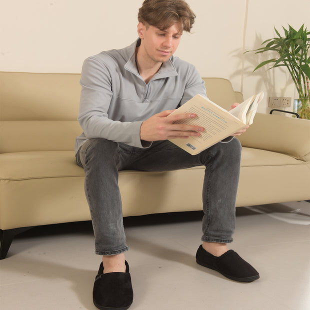 riemot Mens Womens Moccasin Slippers Winter Soft Memory Foam House Shoes Warm Slip on Microsuede Slippers Indoor Outdoor