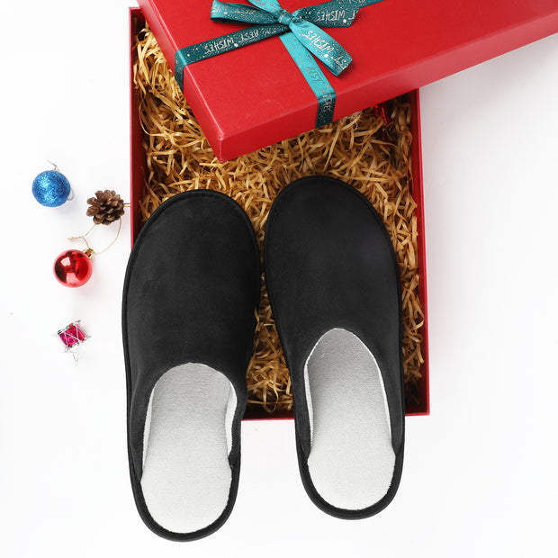 riemot Mens Memory Foam Slippers, Warm Fluffy House Shoes & Cushioned Home Shoe Without Fur, Comfortable Anti Slip Indoor Bedroom Travel Slipper