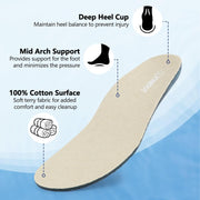 riemot Terry Cloth Sockless Insoles for Men Arch Support Barefoot Shoe Inserts with Cushioning for Running,Work–Breathable,Absorbs Moisture &amp; Plantar Fasciitis