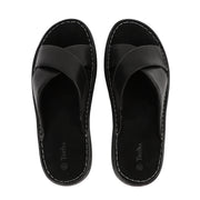 Mens Napa Leather Slides Sandals Soft Cushion Dress Sandals with Memory Foam Footbed Comfortable & Lightweight Summer Beach Indoor & Outdoor Slip On Casual Footwear