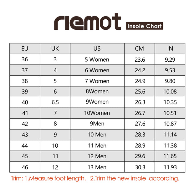 riemot Men/Women Soft and Comfortable Memory Foam Insoles,Replacement Shoe Inserts for Sports Shoes,Walking Shoes,Cushioning Insole,Breathable Sole Inserts